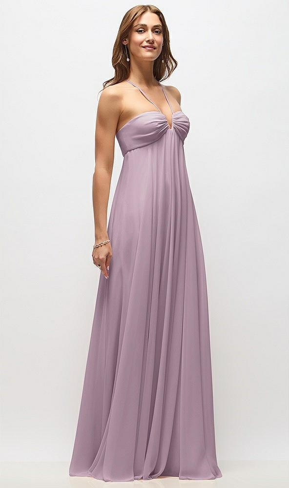 empire waist chiffon halter maxi dress with convertible spaghetti straps
