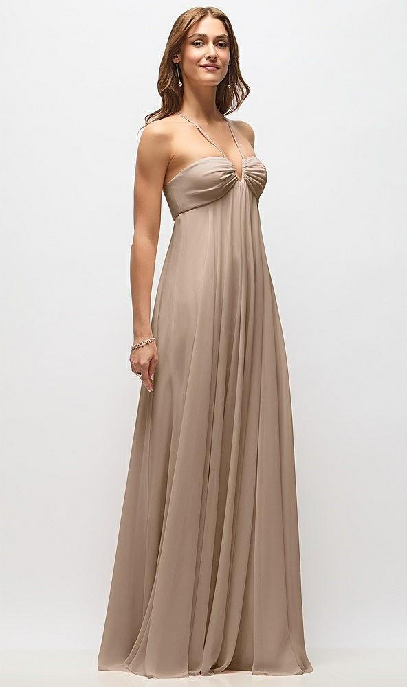 empire waist chiffon halter maxi dress with convertible spaghetti straps