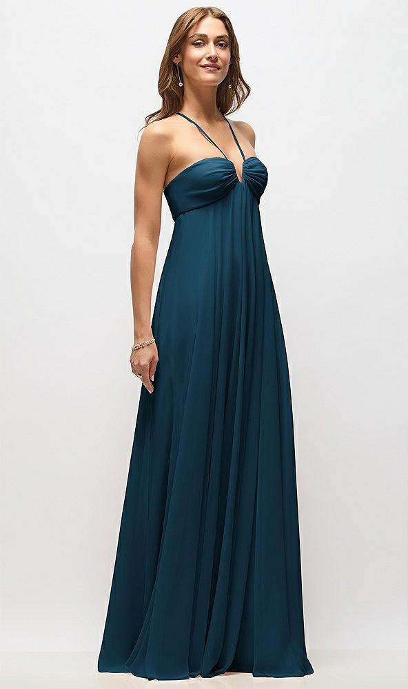 empire waist chiffon halter maxi dress with convertible spaghetti straps