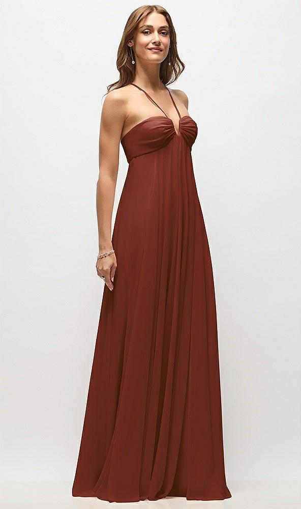 empire waist chiffon halter maxi dress with convertible spaghetti straps