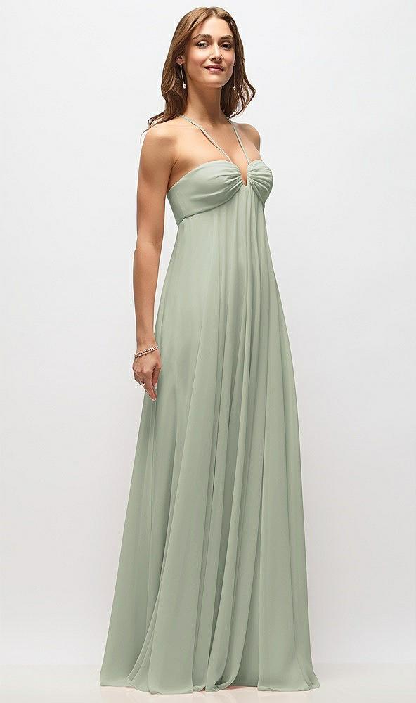 empire waist chiffon halter maxi dress with convertible spaghetti straps