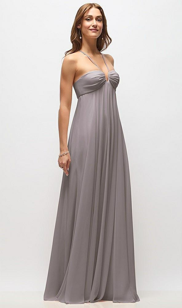 empire waist chiffon halter maxi dress with convertible spaghetti straps