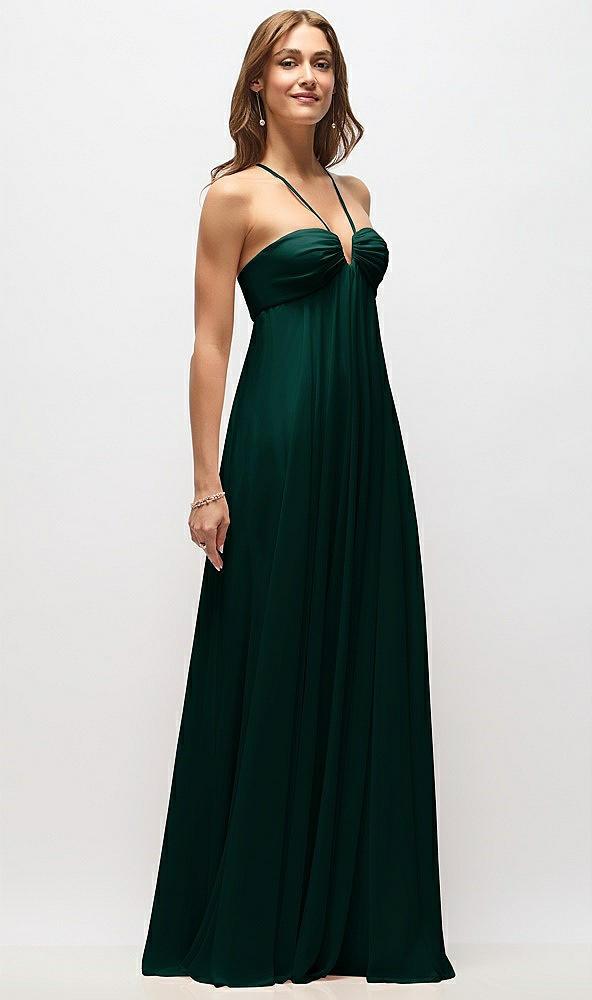 empire waist chiffon halter maxi dress with convertible spaghetti straps