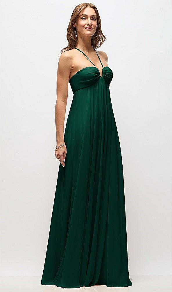 empire waist chiffon halter maxi dress with convertible spaghetti straps