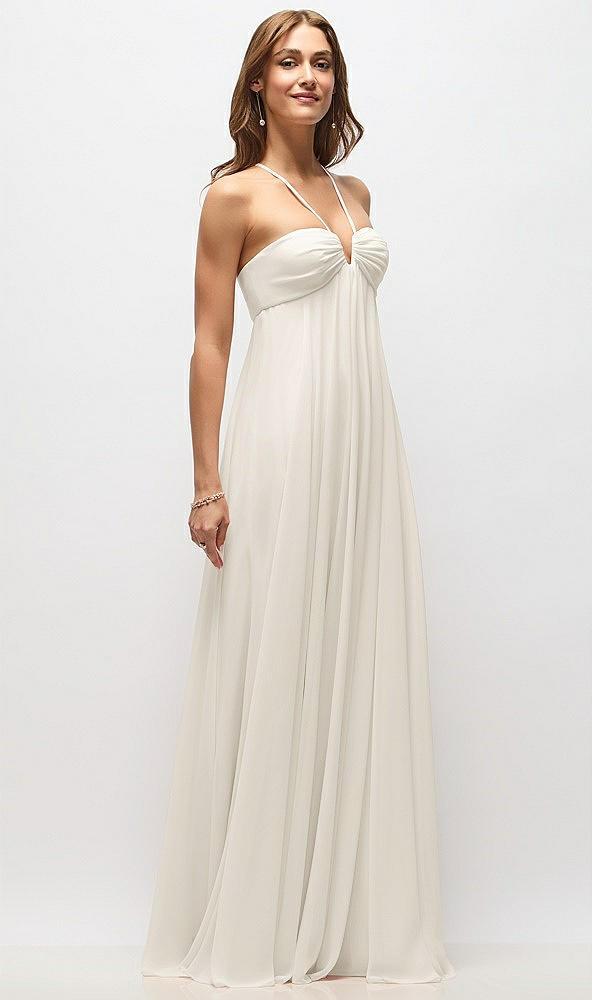 empire waist chiffon halter maxi dress with convertible spaghetti straps