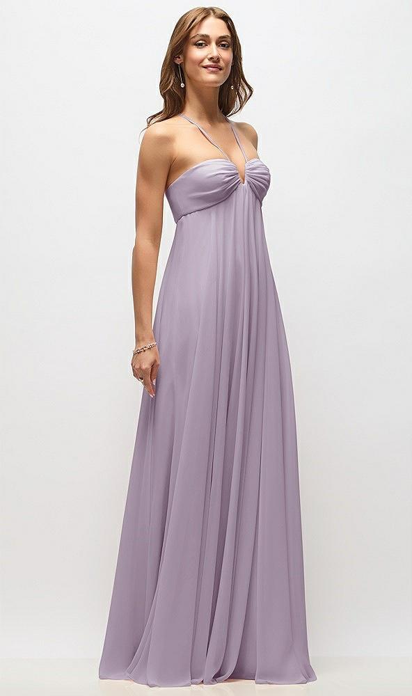 empire waist chiffon halter maxi dress with convertible spaghetti straps