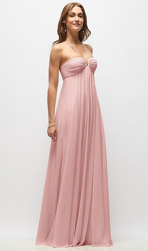 empire waist chiffon halter maxi dress with convertible spaghetti straps