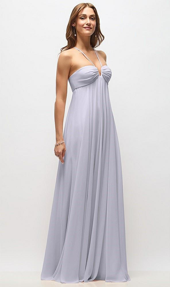 empire waist chiffon halter maxi dress with convertible spaghetti straps