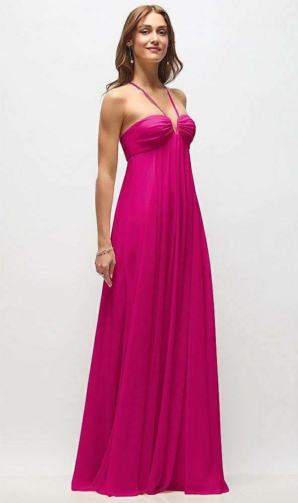 empire waist chiffon halter maxi dress with convertible spaghetti straps