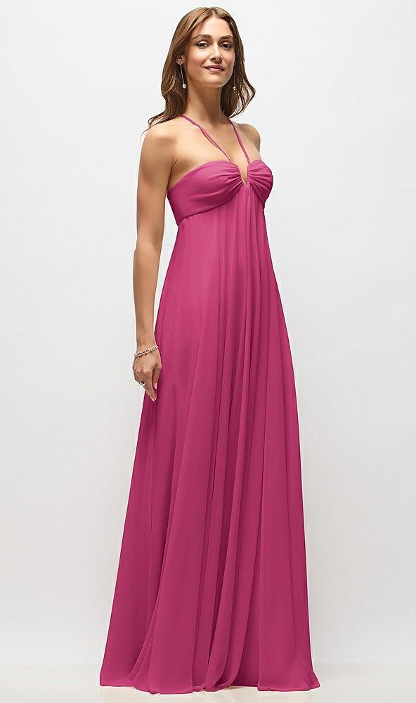empire waist chiffon halter maxi dress with convertible spaghetti straps