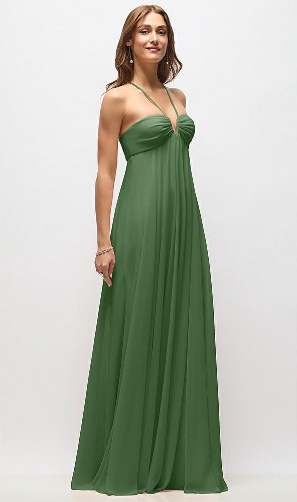 empire waist chiffon halter maxi dress with convertible spaghetti straps