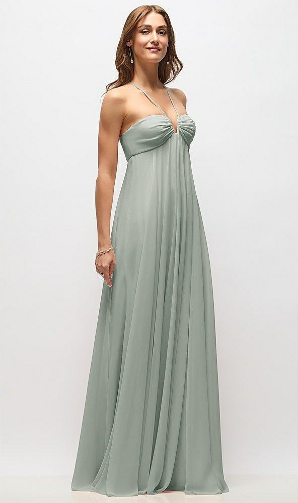 empire waist chiffon halter maxi dress with convertible spaghetti straps