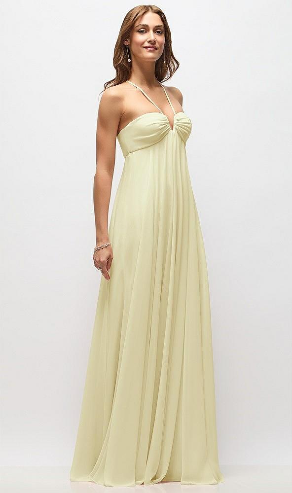 empire waist chiffon halter maxi dress with convertible spaghetti straps