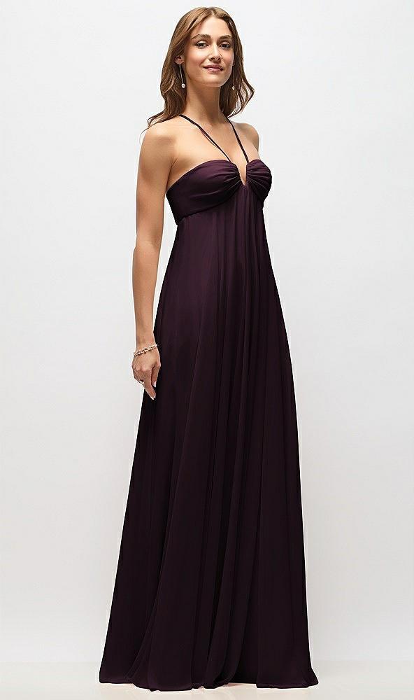 empire waist chiffon halter maxi dress with convertible spaghetti straps