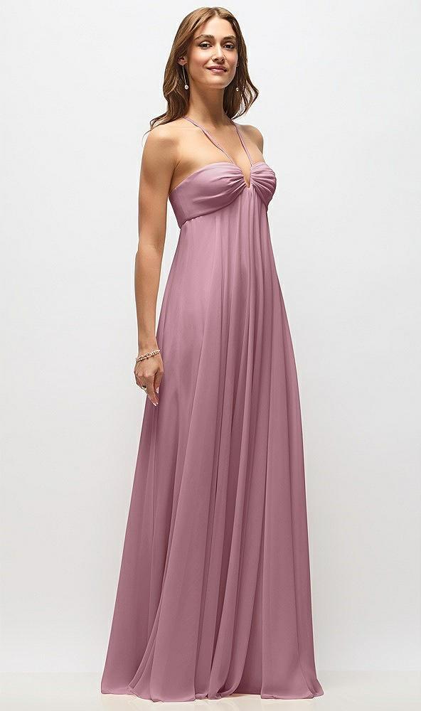 empire waist chiffon halter maxi dress with convertible spaghetti straps