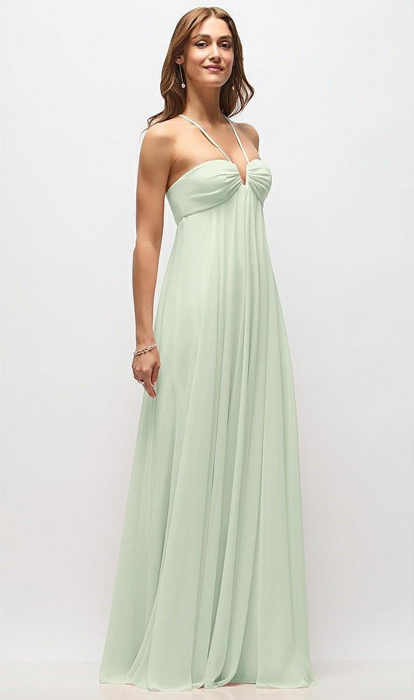 empire waist chiffon halter maxi dress with convertible spaghetti straps