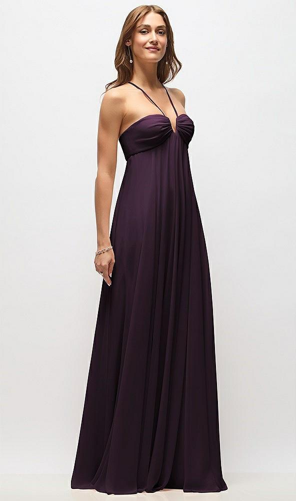 empire waist chiffon halter maxi dress with convertible spaghetti straps