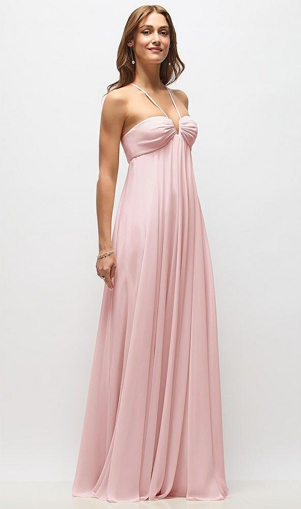 empire waist chiffon halter maxi dress with convertible spaghetti straps