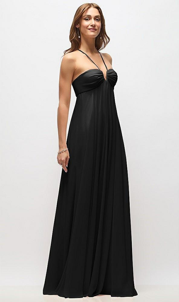 empire waist chiffon halter maxi dress with convertible spaghetti straps