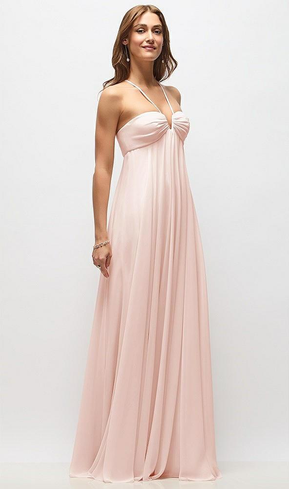 empire waist chiffon halter maxi dress with convertible spaghetti straps