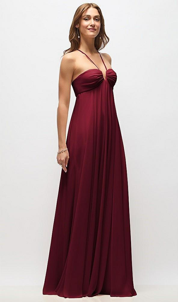 empire waist chiffon halter maxi dress with convertible spaghetti straps