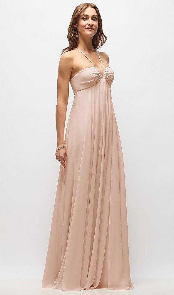 empire waist chiffon halter maxi dress with convertible spaghetti straps