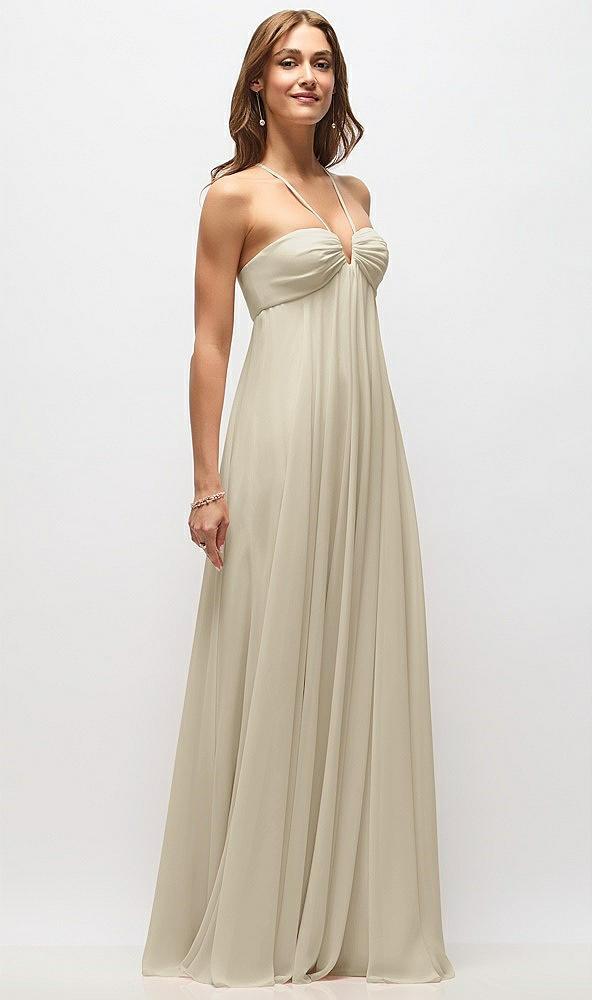 empire waist chiffon halter maxi dress with convertible spaghetti straps