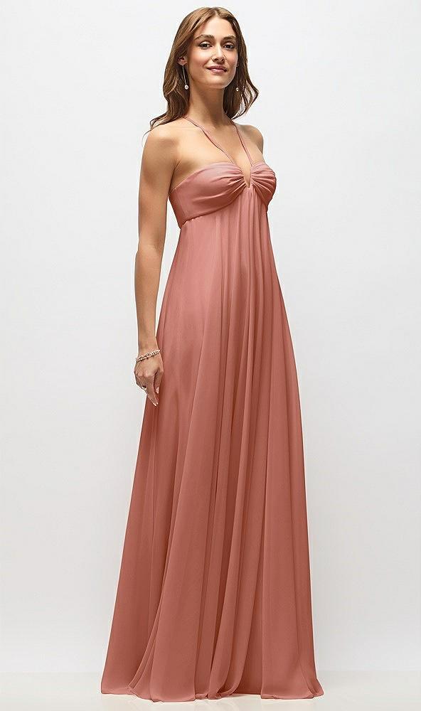 empire waist chiffon halter maxi dress with convertible spaghetti straps
