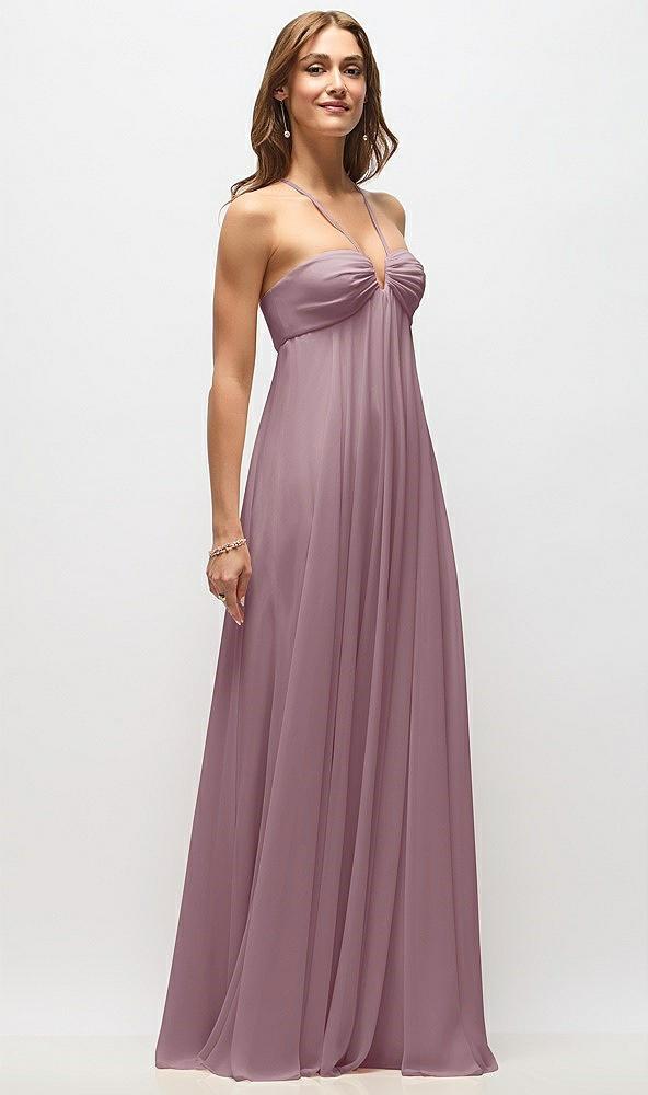 empire waist chiffon halter maxi dress with convertible spaghetti straps