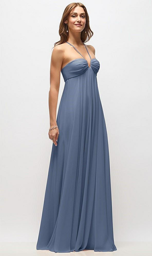 empire waist chiffon halter maxi dress with convertible spaghetti straps