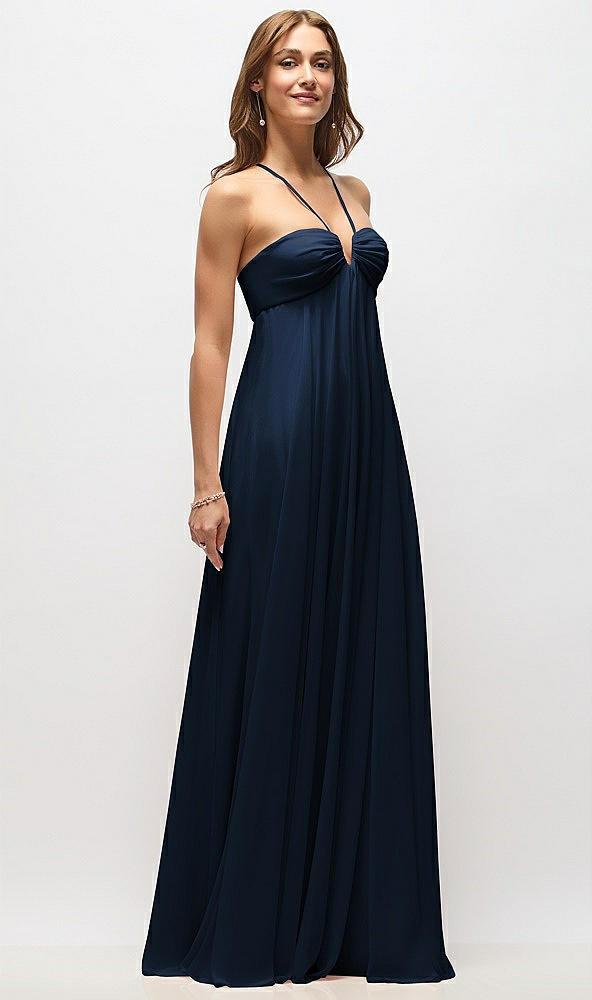 empire waist chiffon halter maxi dress with convertible spaghetti straps