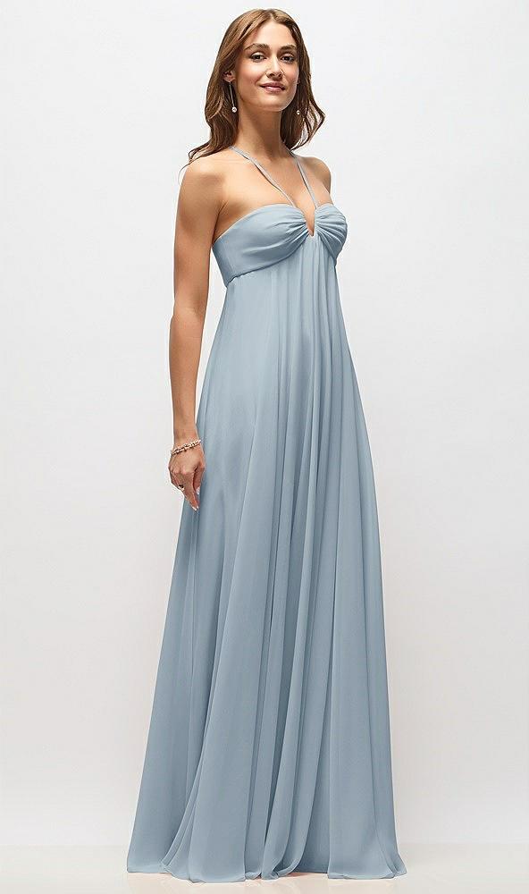 empire waist chiffon halter maxi dress with convertible spaghetti straps