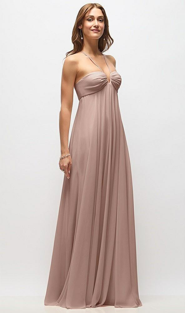 empire waist chiffon halter maxi dress with convertible spaghetti straps