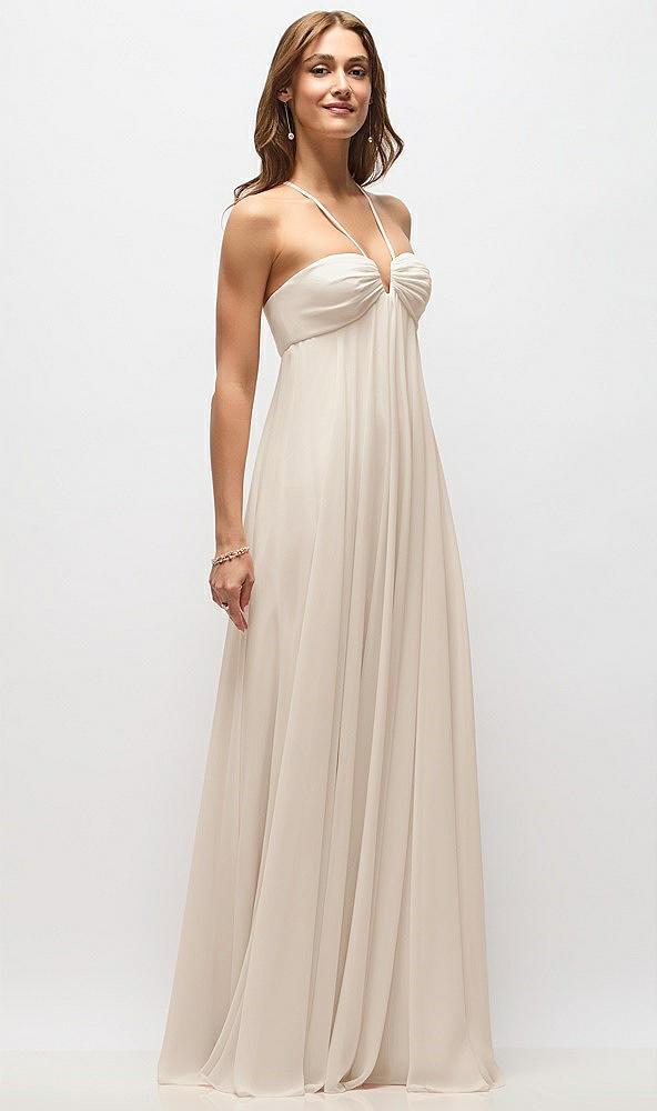 empire waist chiffon halter maxi dress with convertible spaghetti straps