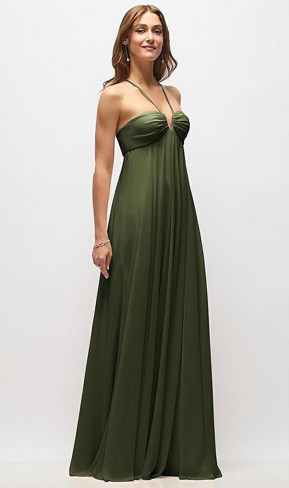 empire waist chiffon halter maxi dress with convertible spaghetti straps