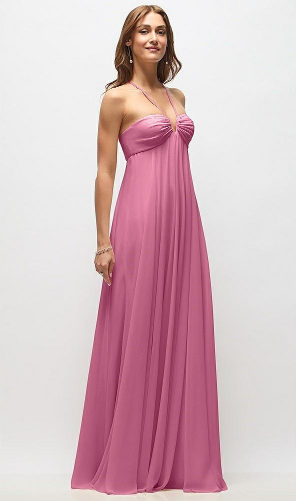 empire waist chiffon halter maxi dress with convertible spaghetti straps