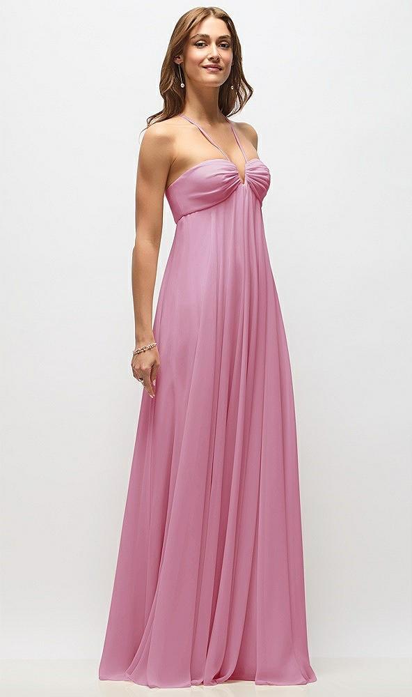 empire waist chiffon halter maxi dress with convertible spaghetti straps