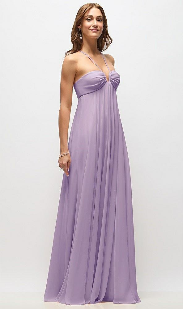empire waist chiffon halter maxi dress with convertible spaghetti straps