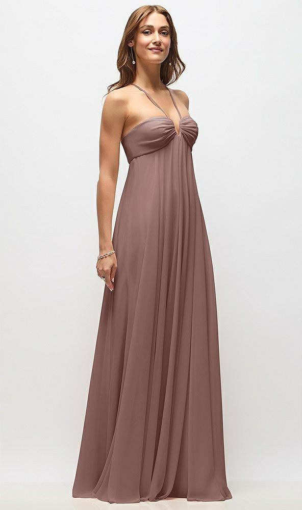 empire waist chiffon halter maxi dress with convertible spaghetti straps