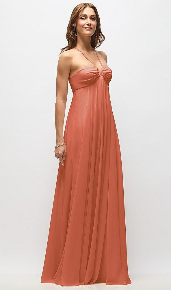 empire waist chiffon halter maxi dress with convertible spaghetti straps