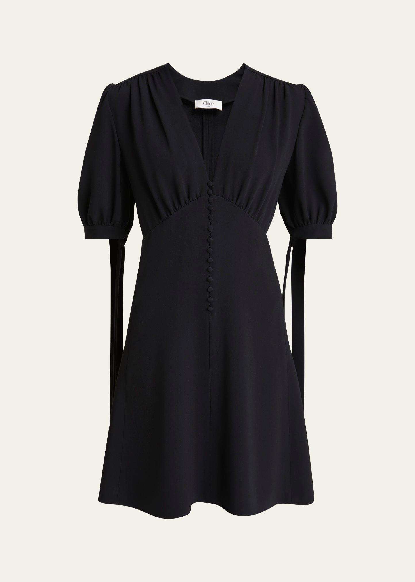 empire-waist puff-sleeve dress
