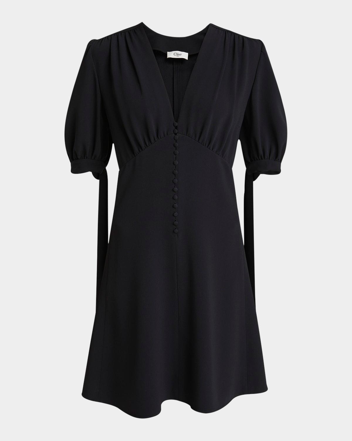 empire-waist puff-sleeve dress