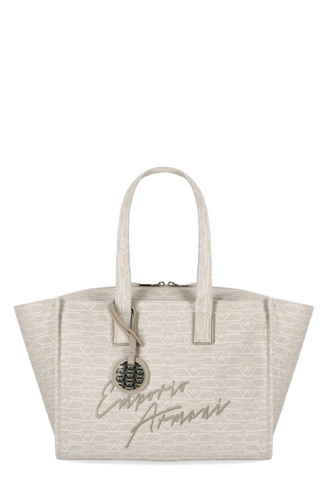 emporio armani all-over monogram medium shopper bag