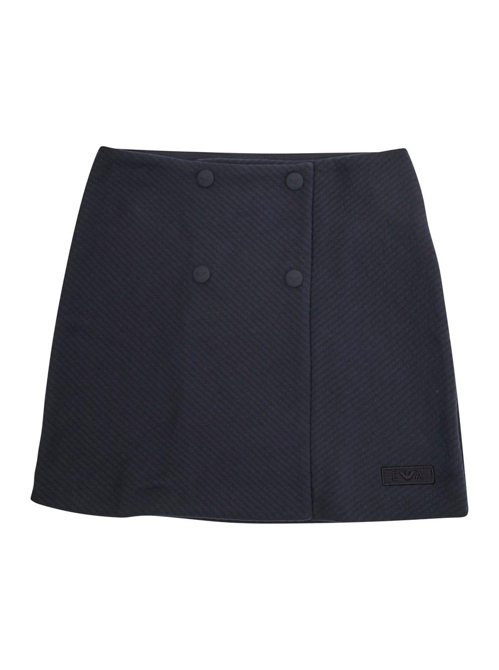 emporio armani blue a-line skirt with double-breasted closure and logo patch on the front in cotton blend girl