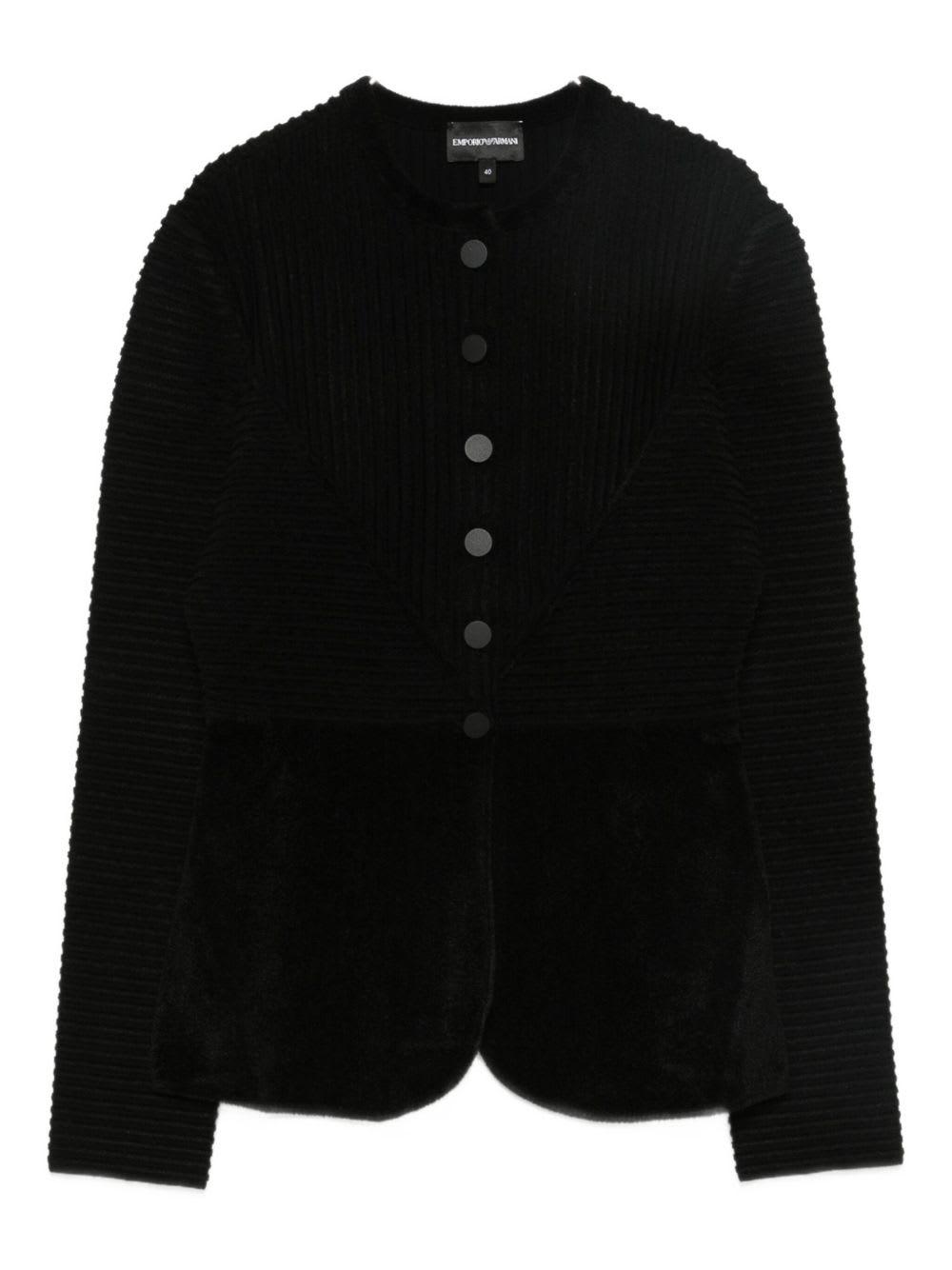 emporio armani buttoned crewneck jacket