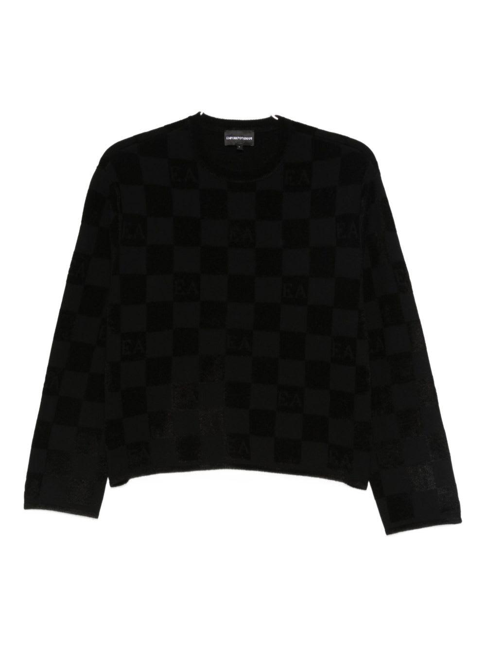emporio armani check crewneck sweater
