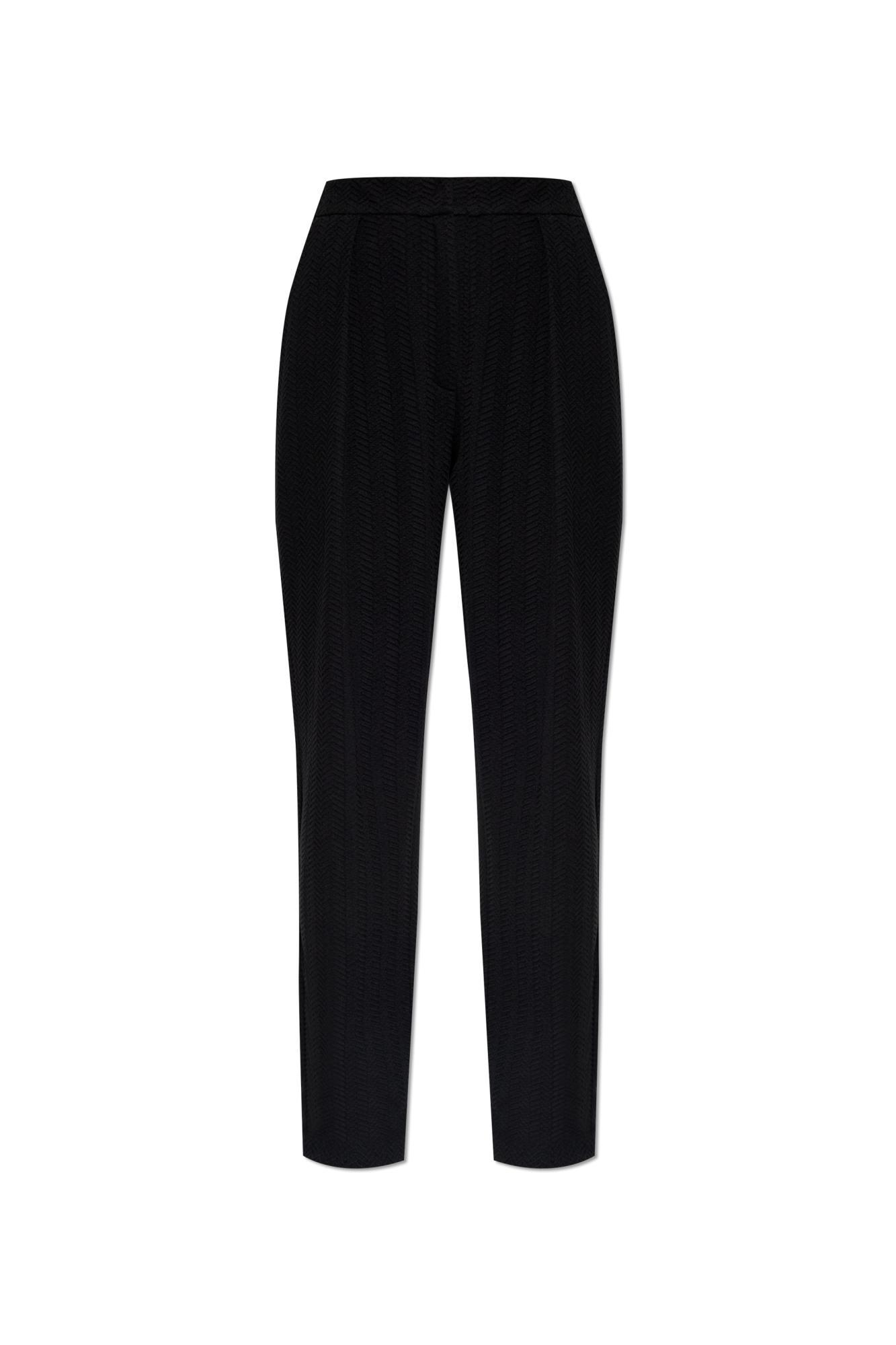 emporio armani herringbone patterned trousers