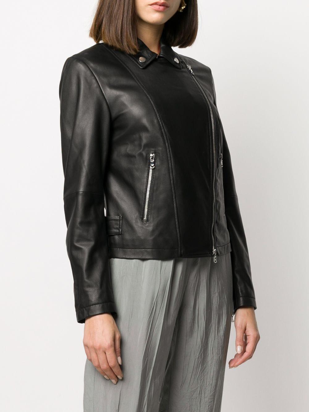 emporio armani jackets black sheep leather - women