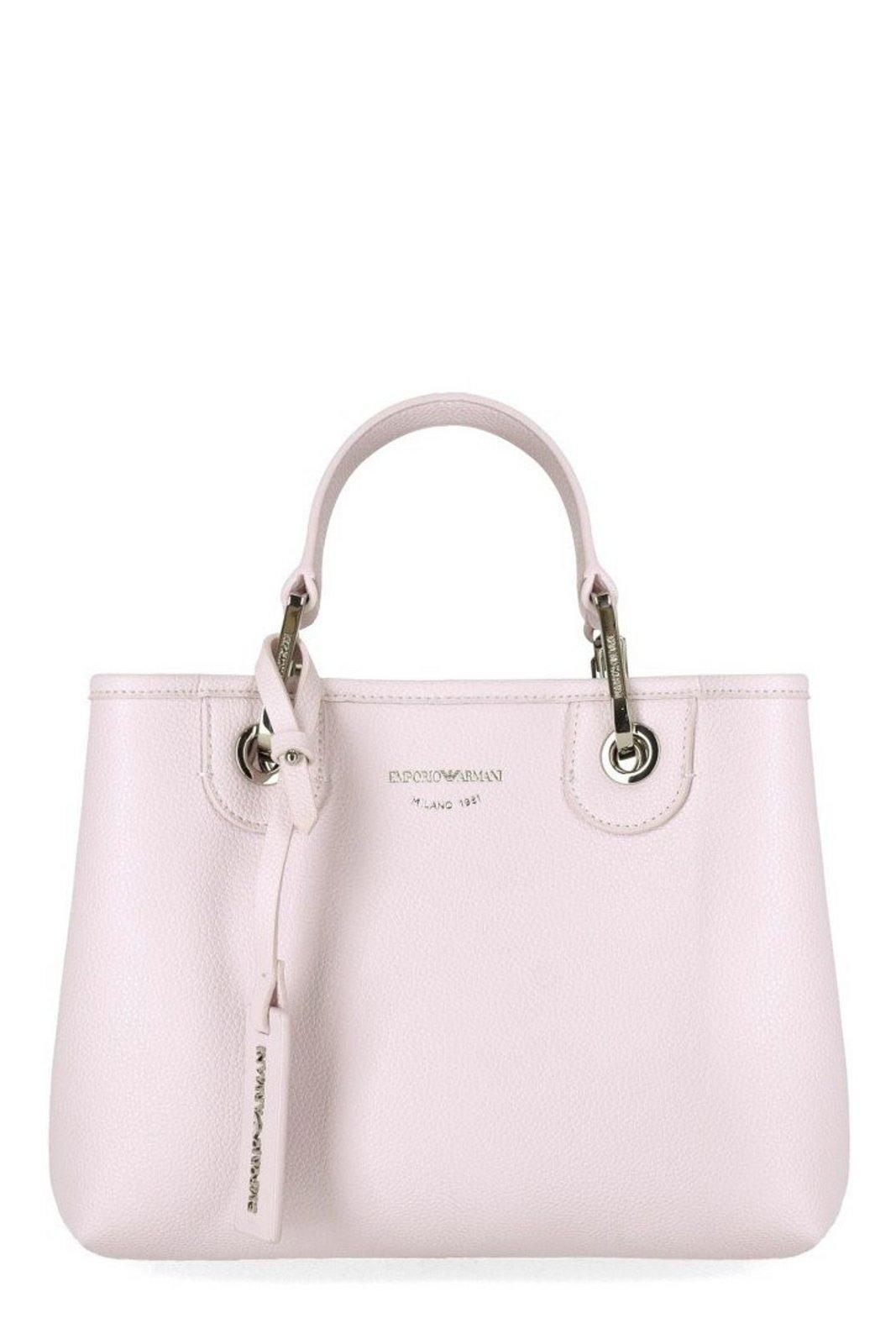 emporio armani myea logo printed tote bag