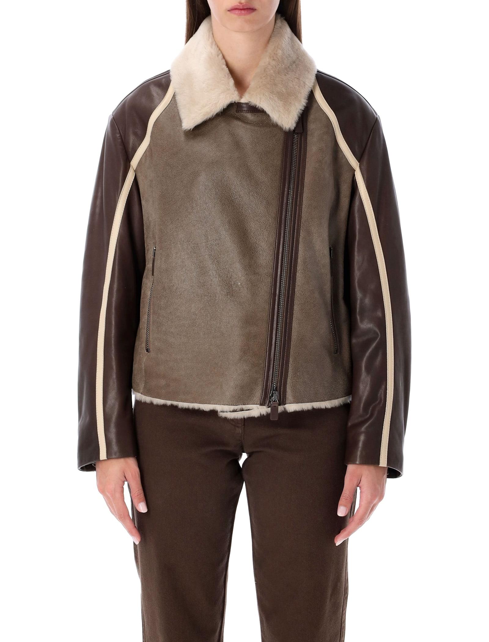 emporio armani new york merino shearling biker jacket